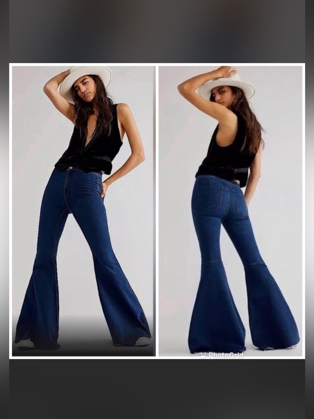 Free People Dark Blue High-Rise Flared Jeans